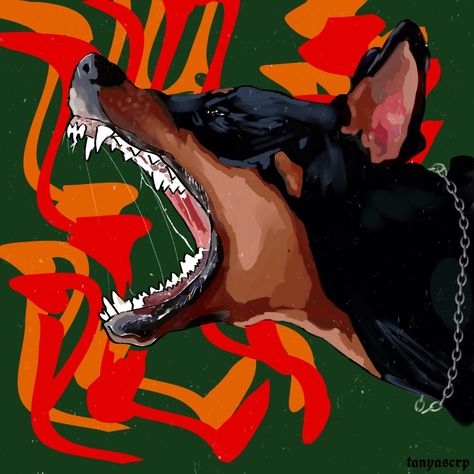 Doberman Pinscher Art, Doberman Art Drawing, Doberman Agressive, Aggression Art, Doberman Fursona, Aggressive Doberman, Doberman Illustration, Doberman Painting, Doberman Drawing