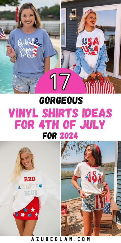 Elevate your Fourth of July celebrations with our collection of 17 Vinyl Shirts Ideas for 4th of July 2024. From funny and festive designs to classy and elegant options, we have vinyl shirts for every occasion. Whether you're looking for women's, men's, or family shirts, our collection has something for everyone. Get creative with SVG designs and make a statement this Independence Day with our fabulous vinyl shirt ideas. 4th Of July Tshirt Ideas, Diy Fourth Of July Shirt, 4th Of July Shirt Ideas, 4th Of July Shirts Vinyl, Vinyl Shirt Ideas, Htv Shirts, Ads Manager, 4th Of July Shirts, Facebook Ads Manager