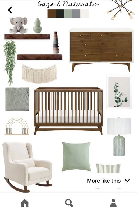 Sage Green Nursery Brown Furniture, Olive Green Nursery Boy Forest, Oak Wood Nursery, Earth Nursery Theme, Green And Tan Nursery Gender Neutral, Sage Green Natural Wood Nursery, Babyletto Palma Nursery, Nursery With Dark Carpet, Green And Natural Nursery