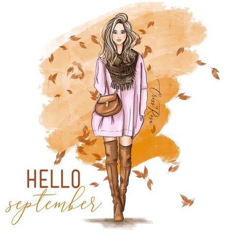 Girly Graphics, Autumn Blessings, Fall Friends, Heather Stillufsen, Feminine Branding, Hello September, Planner Art, Autumn Illustration, Stickers Kawaii