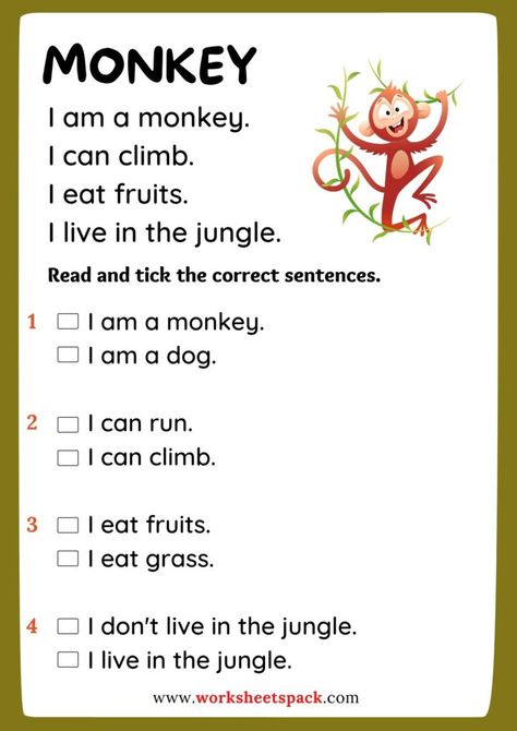 Wild animals reading comprehension PDF - worksheetspack S A T P I N Activities, Comprehension For Grade 3, Learn To Read English, Animals Worksheet, Ingles Kids, Animals Reading, First Grade Reading Comprehension, Kids Worksheet, Reading Comprehension For Kids