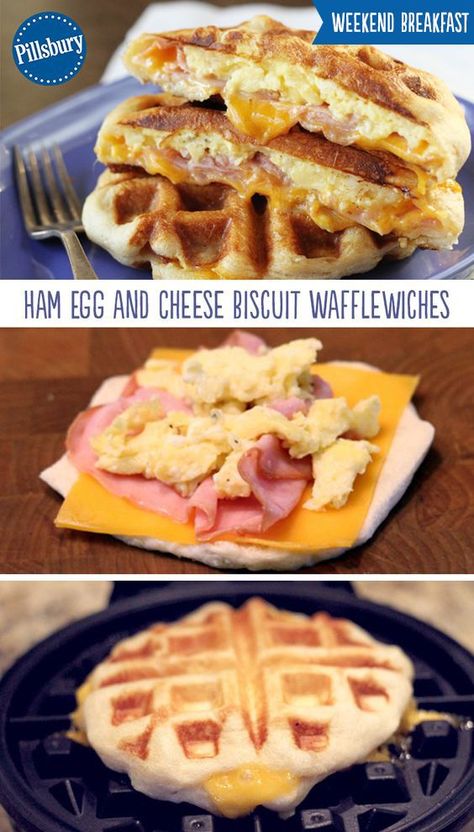 Waffle Station, Egg And Cheese Biscuit, Waffle Sandwiches, Unique Breakfast, Cheese Biscuit, Waffle Iron Recipes, Waffle Maker Recipes, Waffle Bar, Waffle Sandwich