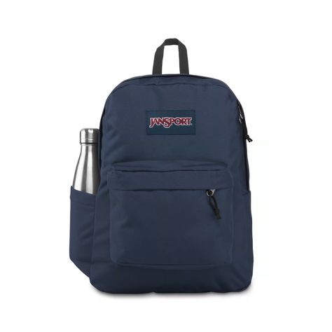 New with tag  100% Authentic  JanSport Superbreak (Navy Blue/ Black) Backpack Style JS0A4QUT003 DETAILS Featuring its classic silhouette, the JanSport SuperBreak® is ultralight for everyday use. The backpack is available in more than 30 different colors and prints, perfect for every style of self expression.  BENEFITS  Padded Shoulder Straps PADDED SHOULDER STRAPS Extra cushion for day long comfort Organizer Compartment ORGANIZER COMPARTMENT Keep your items organized and easy to find Water Bottl Navy Blue Jansport, Blue Jansport Backpack, Jansport Superbreak Plus, Bottle Display, Backpack Style, Cap Men, Camping Essentials, Blue Backpack, Essential Bag