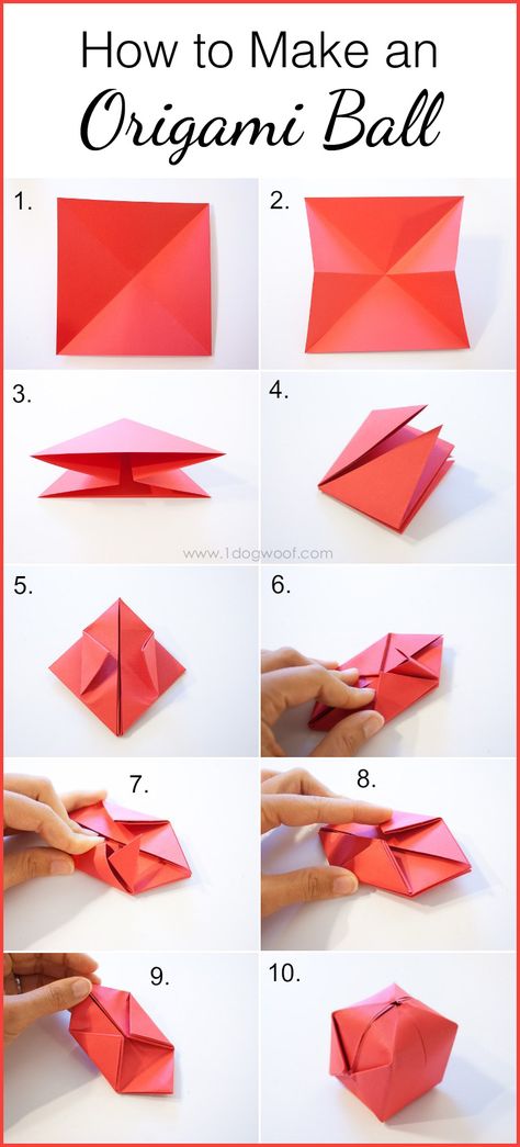 How to Make an Origami Ball | www.1dogwoof.com Origami Apple, Origami Balloon, Origami Kutu, Dragon Origami, Vika Papper, Origami Ball, Origami Fashion, Origami For Beginners, Cute Origami