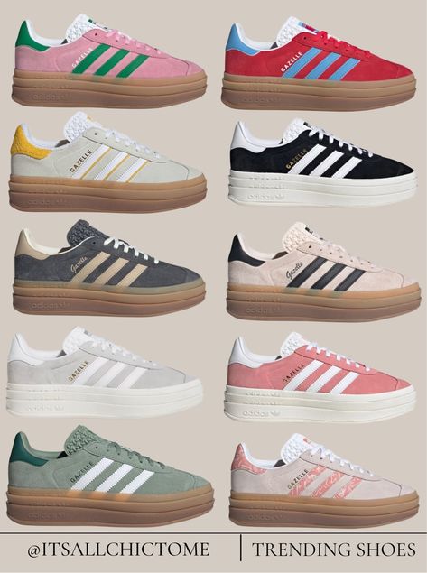 Shop Gazelle Bold Shoes and other curated products on LTK, the easiest way to shop everything from your favorite creators. Gazelle Adidas Platform, That Girl Shoes, Gazzeleadidas Shoes, Gazzels Shoes, Adidas Giselle, Adidas Bold Gazelle, Gazelle Bold Shoes Outfit, Gazelle Shoes Outfit, Bold Gazelle