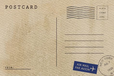 Vintage Overlay, Blank Postcard, Kertas Vintage, طوابع بريد, Handwritten Text, Postal Vintage, Old Letters, Postcard Template, Bullet Journal Stickers