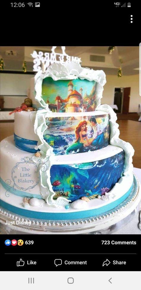 Ariel Wedding Theme, Wedding Cake Disney, Mermaid Wedding Cake, Cake Mermaid, Little Mermaid Wedding, Disney Sweets, Lil Mermaid, Ariel Wedding, Little Mermaid Cake