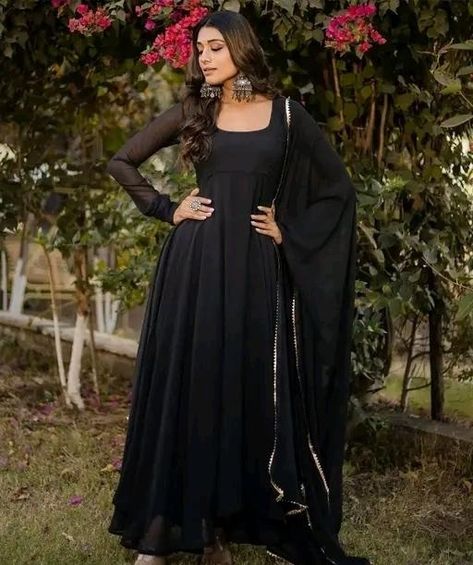 Chats • Instagram Black Suit For Women Indian, Suits For Women Indian Casual, Suit For Women Indian, Black Suit For Women, Black Anarkali Dress, Black Anarkali Suits, Suits For Women Indian, Black Anarkali, Indian Anarkali