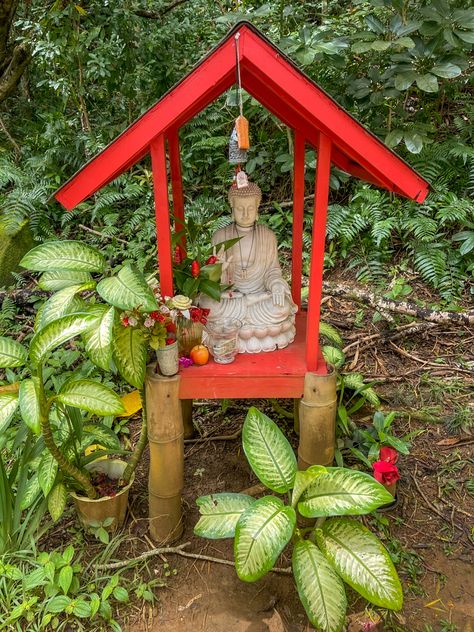 Backyard Shrine, Sacred Space Altar, Buddhist Altar, Prayer Garden, Home Altar, Sacred Space, Religious Art, Garden Arch, Bird House