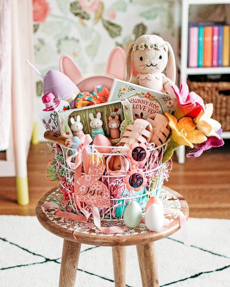 Easter Basket For Toddler Girl, Easter Baskets For Babies, Easter Kids Baskets, Aesthetic Easter Basket, Baby Girl Easter Basket, Thrift Gifts, Toddler Girl Easter Basket, Kids Easter Basket Ideas, Unique Easter Basket Ideas