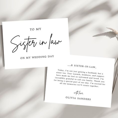 Minimalist To My Sister In Law On My Wedding Day To My Bridesmaid On My Wedding Day, Sister In Law Gifts Wedding, Bridesmaid Proposal To Sister In Law, To My Sister On My Wedding Day, Sister Of The Groom Gift, Letter To Sister In Law, Sister Bridesmaid Proposal, Letter To Sister, Bridesmaid Letter