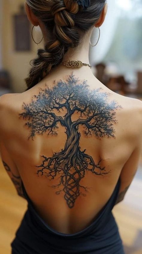 Rosen Tattoo Frau, Tree Tattoo Designs, Tree Of Life Tattoo, Back Tattoo Women, Tattoo Life, Viking Tattoos, Elegant Tattoos, Tree Tattoo, Back Tattoos