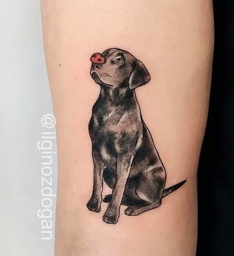 Black Lab Tattoo Ideas, Black Labrador Tattoo, Chocolate Lab Tattoo, Black Lab Tattoos, Bubba Tattoo, Labrador Tattoo, June Tattoo, Labrador Nero, Walking Art