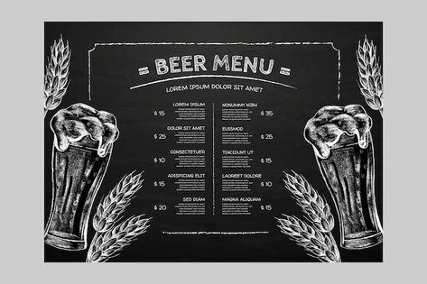 Beer Chalkboard Art, Beer Menu Design, Menu Blackboard, Beer Menu, Chalk Lettering, Psd Icon, Chalkboard Art, Vector Hand, Menu Design