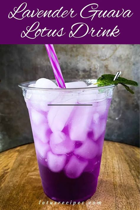 The Lavender Guava lotus drink is a blend of lavender, guava, and purple lotus base. This drink has all the flowery vibes going on. The Lavender Torani syrup has light lavender flavor and tends to go so well with lots of different lotus bases. Lotus Drink Ideas, Lotus Recipes, Lotus Drinks, Torani Syrup Recipes, Guava Drink, Lotus Recipe, Green Energy Drink, Lotus Energy, Energy Drink Recipe