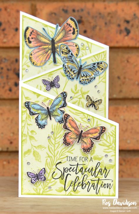 Butterfly Cards Handmade, Birthday Cards Images, Fancy Fold Card Tutorials, Tri Fold Cards, Flip Cards, Cute Birthday Cards, Free Card, Shaped Cards, Fancy Fold Cards