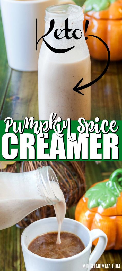 Keto coffee creamer is sooo easy to make! Plu you get amazing pumpkin spice flavor with this pumpkin spice creamer! #PumpkinSpiceCoffeeCreamer #PumpkinSpiceLatte #CoffeeCreamer #BreakfastRecipes #LowCarb #Pumpkin #PumpkinSpice #Coffee #MidgetMomma Low Carb Pumpkin Spice Creamer, Low Carb Coffee Creamer, Pumpkin Spice Creamer Recipe, Homemade Pumpkin Spice Coffee Creamer, Homemade Pumpkin Spice Creamer, Pumpkin Coffee Creamer, Sugar Free Creamer, Homemade Pumpkin Spice Coffee, Pumpkin Spice Coffee Creamer