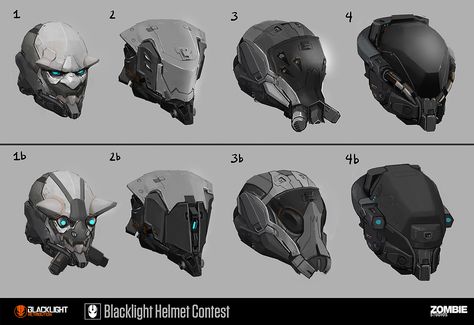 Helmet Contest, mickey cyphers on ArtStation at https://www.artstation.com/artwork/8ZEzw Blacklight Retribution Art, Blacklight Retribution, Sci-fi Helmet, Cyberpunk Helmet, Sci Fi Armor, Helmet Concept, Futuristic Armor, Futuristic Armour, Sci Fi Design