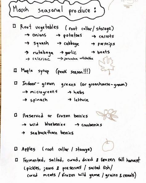 Happy first day of March! 💐 Spring is less than 20 days away and we are already starting to feel the shift in the air. Seedlings are being planted in greenhouses, people start making their gardening plans and seeds / equipment are being ordered. The start of the warmer season is just a few steps away and this means more fresh, local produce that will slowly start to peak in the coming months here in New Brunswick! 🫛 Here’s what you can expect to see at your local farmers market this mon... March Spring, Local Farmers Market, The Shift, Local Produce, New Brunswick, Greenhouses, Cooking Dinner, Garden Planning, The Start