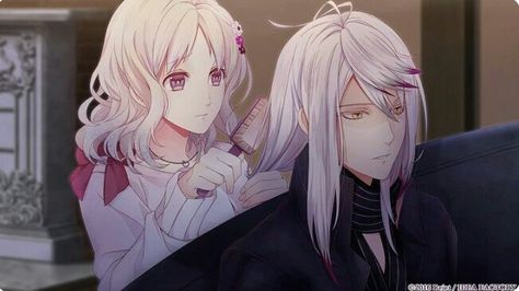 Diabolik Lovers Lost Eden| Carla Tsukinami and Yui Komori Diabolik Lovers Carla Tsukinami, Diabolik Lovers Carla, Yui And Ayato, Carla Tsukinami, Madame Red, Yui Komori, Anime W, Lovers Pics, Otome Game