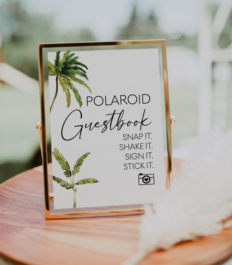 Tropical Wedding Guest Book, Tropical Wedding Sign, Tropical Reception Decor, Tropical Wedding Favors, Tropical Wedding Colors, Destination Wedding Guest Book, Hawaii Wedding Ideas, Polaroid Guest Book Sign, Tropical Wedding Ideas