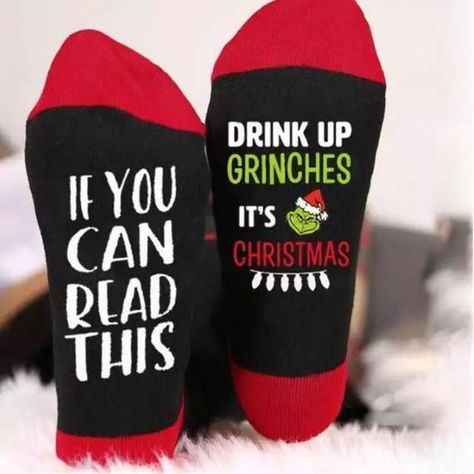 Elf Socks, Drink Up Grinches, Beer Socks, Wine Socks, Christmas Movie Night, Cotton Headed Ninny Muggins, Plaid And Leopard, Plaid Christmas Tree, Fresh Christmas Trees