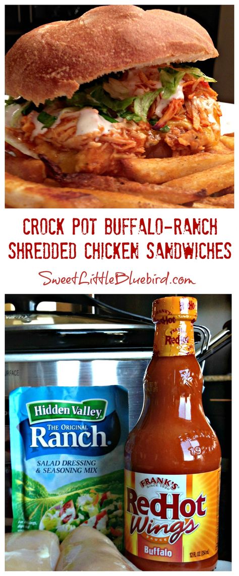 Shredded Chicken Sandwiches, Buffalo Ranch Chicken, Diy Easy Recipes, Chicken Sandwiches, Fun Easy Recipes, Recipes Crockpot, Crock Pot Cooking, 21 Day Fix, Omelet