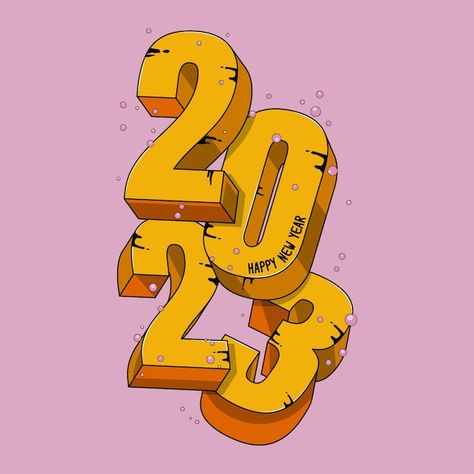 Vector happy new year 2023 typography | Premium Vector #Freepik #vector 2023 Typography Design, 2023 Number Design Aesthetic, 2024 Typography Design, 2024 Number Design, 2024 Year Logo, Year 2023 Logo, 2023 Number Design, 2024 Typography, 2023 Typography