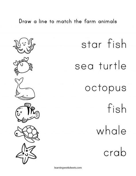 Sea Animal Worksheets Preschool, Ocean Animals Worksheets Preschool, Sea Animals Worksheet For Kindergarten, Water Animals Worksheet, Sea Animals Worksheets For Kids, Sea Animals Activities For Preschool, Teaching Safety, Ocean Animal Crafts, Phonics Reading Passages