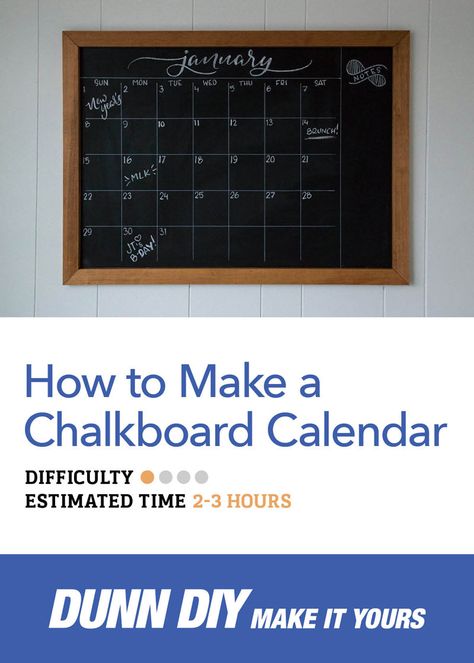 Make your own DIY chalkboard calendar and get organized! Diy Chalkboard Calendar, Calendar Decal, Make A Chalkboard, Chalkboard Door, Chalkboard Calendar, Make Your Own Calendar, Personalised Calendar, Magnetic Chalkboard, Diy Calendar