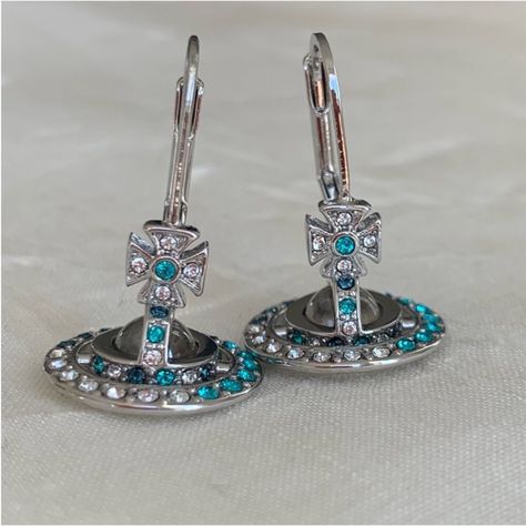 Brand New Never Been Worn Approx: 1”L X 0.6”W Does Not Come With Dust Bag Or Earring Card Vivienne Westwood Jewelry, Vivienne Westwood Jewellery, Earring Card, Earring Cards, Drop Earring, Blue Crystals, Vivienne Westwood, Blue And Silver, Chloe