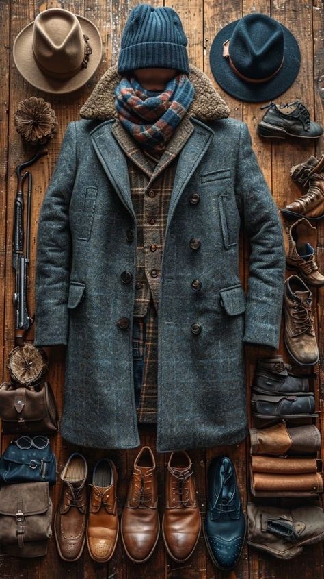 Mens Layered Fashion, British Winter Outfits Men, Mens Layering Outfits, Rugged Gentleman Style, Mens Winter Outfits, Mens Layering, Outfits Guide, Winter Outfits 2024, Dapper Gentleman Style