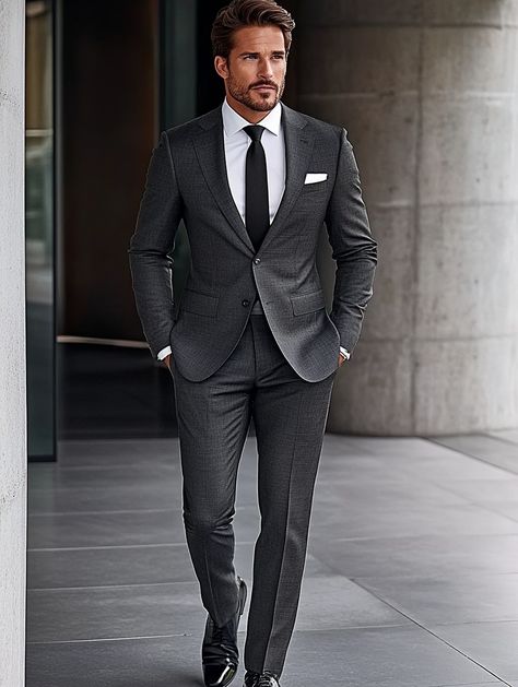 Dark gray, the perfect balance of sleek and modern. Discover your fit today. 

#SuitCentury #ModernSuiting #GraySuitStyle #menssuitstyle #mensfashion #menssuits #mensstyle #suitstyle #suits #menstyle #suitup #menswear #suitandtie #men #dapperfashion #style #suitsformen #mensfashionblog #suited Dark Gray Suits For Men, Gray Suits For Men Wedding, Light Grey Suits Wedding, Gray Suits For Men, Dark Grey Tuxedo, Grey Suit Styling, Suit For Man, Grey Mens Suit, Gray Tuxedo