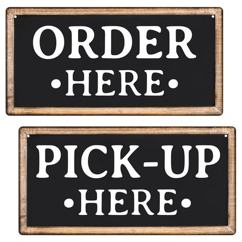 Order Here Sign, Metal Coffee Sign, Restaurant Signage, Eat Sign, Restaurant Order, Wooden Wall Signs, Menu Boards, Retro Metal Signs, Restaurant Signs