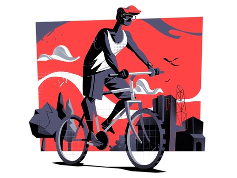 Free Biker by Hurca!™ on Dribbble Mountain Bike Illustration, Bike Illustration, Black And White Comics, Illustration Character, Illustration Sketches, Flat Illustration, Illustration Character Design, Eps Vector, Outdoor Life