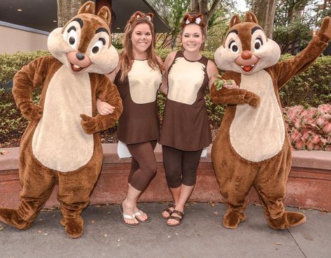 Happy Halloween from your favorite Chipmunks! 🐿🐿 Here’s 3 years of Chip & Dale costumes! Which did we do best?! Regular Chip & Dale, MNSSHP… Disneybound Chip And Dale, Chip And Dale Disney Outfits, Chip And Dale Costume Diy, Chip And Dale Running Costume, Chip And Dale Disneybound, Chip And Dale Costume, Rundisney Outfits, Disney Running Outfits, Halloween Costumes Funny