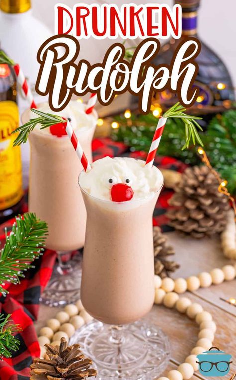 Drunken Reindeer Drink, Rudolph Drink, Drunken Rudolph, Dessert Drinks Alcohol, Christmas Dessert Drinks, Kahlua Recipes, Floats Drinks, Holiday Beverages, Smoothie Ideas