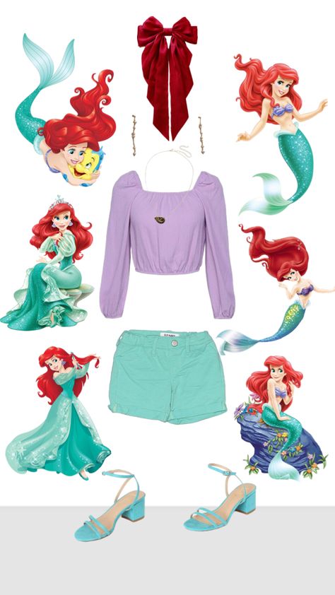 Ariel Disney Bound #ariel #thelittlemermaid #disney #disneybound Ariel Disneybound Casual, Little Mermaid Outfit For Women, Disney Bound Ariel, Ariel Inspired Outfits, Ariel Outfit Ideas, Little Mermaid Inspired Outfit, Little Mermaid Disneybound, Disneybounding Outfits, Character Bounding