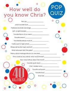 Birthday Questionnaire, 40 Blows, 40th Birthday Party Games, 40th Birthday Games, Grandmas Birthday Party, 30th Birthday Games, 50th Birthday Party Games, Adult Birthday Party Games, 90th Birthday Parties