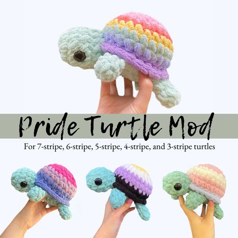 Pride Crochet Patterns Free, Pride Amigurumi, Pride Crochet Patterns, Turtle Crochet Pattern Free, Lgbtq Crochet, Free Crochet Animal Patterns, Lgbtq Pride Flags, Crochet Turtles, Pride Crochet