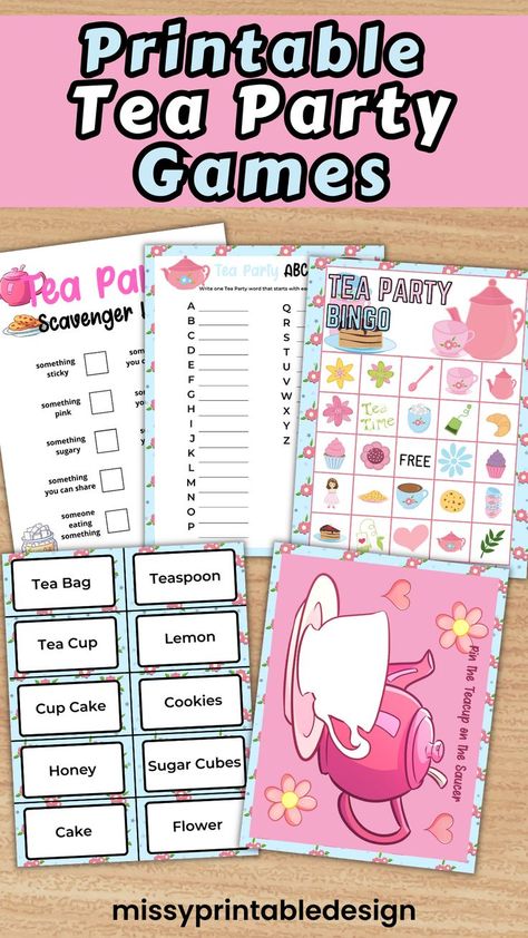 Printable Tea Party Games-Keep kids entertained with our fun and easy printable tea party games! Enjoy the tea party as a special activity with family and friends. Download now to get started! Tea Party Games For Kids, 18th Party Ideas, Tea Party Activities, Princess Party Games, Tea Party Games, Party Activities Kids, Party Games For Kids, Kids Tea Party, Girls Tea Party