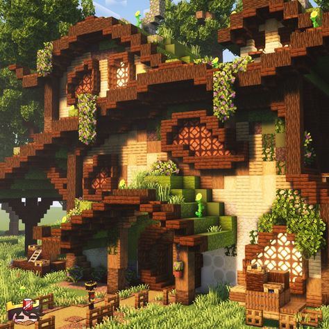 Overgrown Wooden House ========================== A friend of mine quickly drew a house and I tried to build it on minecraft! 𝙁𝙤𝙧 𝙢𝙤𝙧𝙚… | Instagram Minecraft Village Ideas Layout Design, Cute Spawn Area Minecraft, Overgrown Wooden House Minecraft, Massivespeck Minecraft, Minecraft Storage Building Ideas, Overgrown Minecraft Builds, Aesthetic Minecraft Cottage, Minecraft Cottage Core House, Cottage Core Minecraft Builds