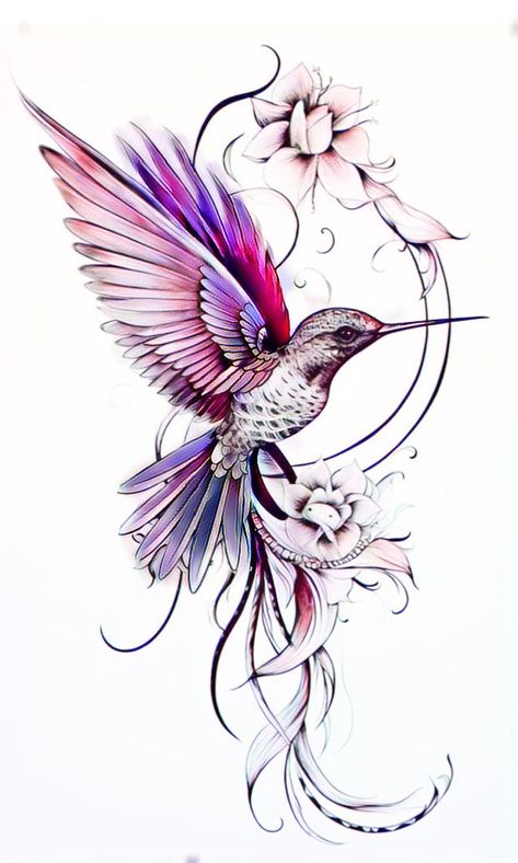 Humming Bird Arm Tattoo, Hummingbird Memorial Tattoo, Color Tatoos, Hummingbird Tattoo Watercolor, Bird Skull Tattoo, Tattoo Bunt, Deer Tattoo Designs, Eagle Artwork, Hippie Tattoo