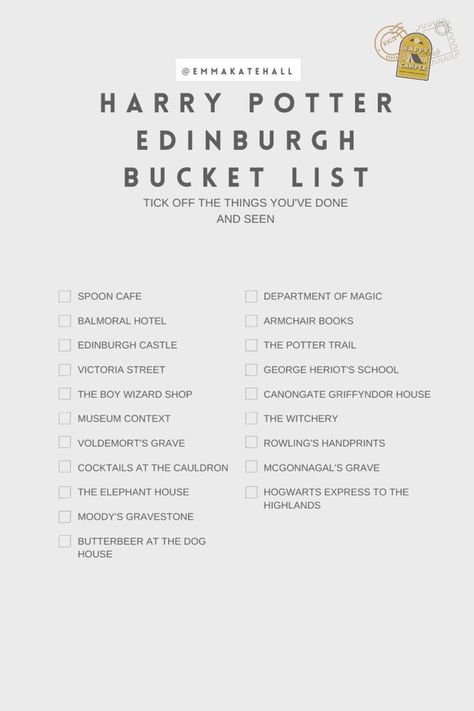 Harry Potter Edinburgh Bucket List, Harry Potter Destinations, Harry Potter In Edinburgh, Harry Potter Travel List, Edinburgh Harry Potter Tour, Edinburgh Checklist, Harry Potter Bucket List, Edinburgh Bucket List, Harry Potter Trip