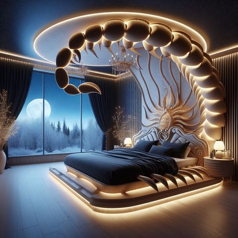 Scorpion-Shaped Beds: A Unique Twist to Bedroom Décor Unique Bed Designs Master Bedrooms, Crazy Furniture, Unusual Beds, Weird Furniture, Amazing Bedroom Designs, Contemporary Loft, Dressing Room Decor, Ram Image, Fantasy Furniture