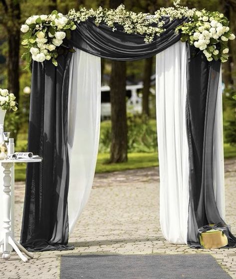 Wedding Arch Draping Fabric Black Wedding Arch Drapery Sheer Curtains for Backdrop Gold Wedding Ceremony Decor, Black Wedding Arch, Wedding Arch Drapery, Arch Drapery, Tulle Wedding Decorations, Wedding Arch Decorations, Wedding Arch Draping, Tulle Backdrop, Arch Draping