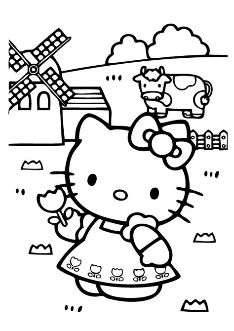 Hello Kitty, the fictional character designed by Japanese designer Yuko Shimizu, is one of the most popular subjects for kid’s coloring pages. The female Japanese bobtail cat wearing a pink-blue dress along with a cute red bow on her white head gained popularity fast after it was first introduced in Japan in 1974. The character … Hello Kitty Desenho, Hello Kitty Coloring Pages, Kitty Coloring Pages, Tapeta Hello Kitty, Farm Coloring Pages, Tapeta Z Hello Kitty, Hello Kitty Colouring Pages, Hello Kitty Printables, Princess Kitty