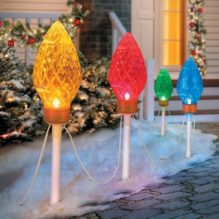 Symphony of Lights Christmas Pathway Lights-Set of 4 Retro Christmas Lights, Christmas Pathway Lights, Outdoor Christmas Decorations Lights, C9 Christmas Lights, Christmas Garden Decorations, Outdoor Decorative Lights, Lawn Decorations, Lawn Lights, Novelty Lights