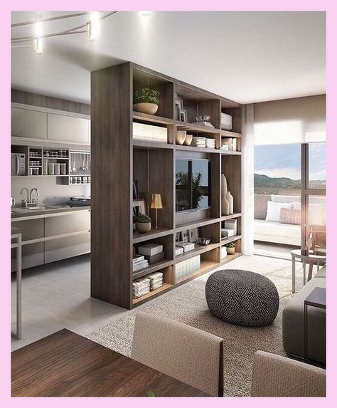 [CommissionsEarned] 44 Must Have Living Room Partition Design With Tv Tricks You Need To See In All Season #livingroompartitiondesignwithtv Tv Room Divider, Partition Design Living Rooms, Living Room Divider Ideas, Room Separator Ideas, Built Ins With Tv, Half Wall Room Divider, Tv Stand Room Divider, Partition Wall Design, Kitchen Divider