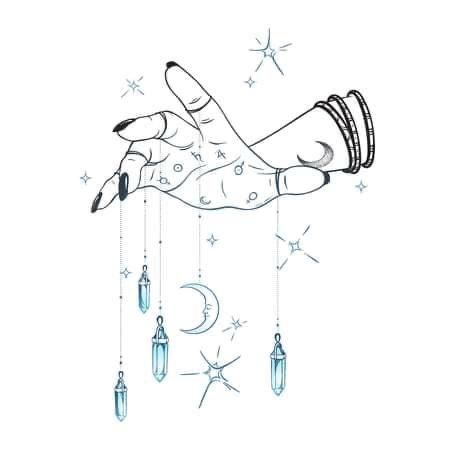 Tattoo Poster, Astrology Tattoo, Crystal Tattoo, Tattoo Posters, Crystal Drawing, Witch Tattoo, Moon Drawing, Hand Drawn Vector Illustrations, Astrology Chart